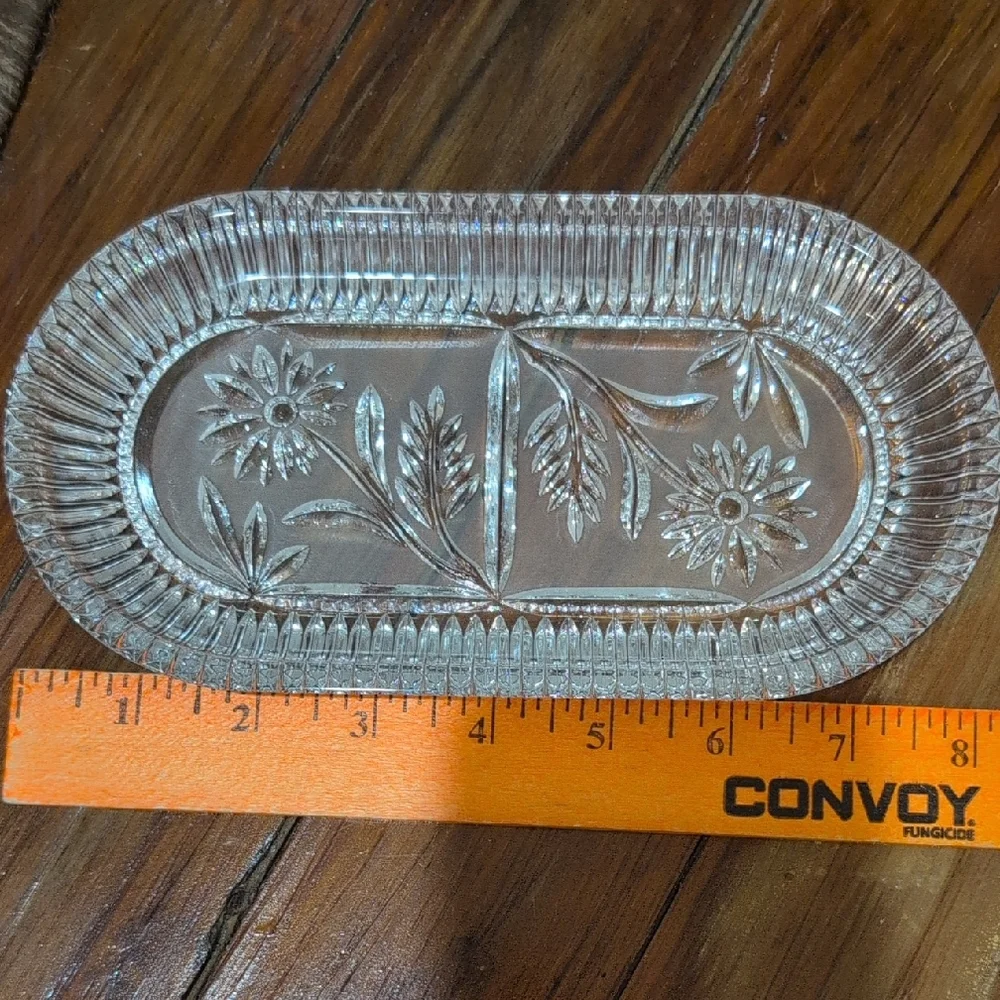 Floral Patterned Glass Vanity Tray